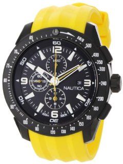 Nautica Mens N18599G NST 101 Yellow Resin and Black Dial Watch