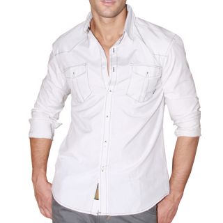 191 Unlimited Mens Off white Military ispired Slim fit Woven Shirt