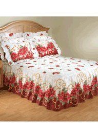 Poinsettia Bedspread   Queen Bedspread (102W x 112L)