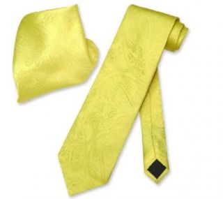 Vesuvio Napoli Yellow PAISLEY NeckTie & Handkerchief