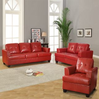Cartona Red Bonded Leather Sofa Set