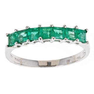 Yach 14k White Gold Square cut Zambian Emerald Ring