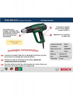 BOSCH Décapeur thermique 2000 W PHG 630 DCE   Achat / Vente DECAPEUR