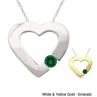 10k Gold Birthstone Contemporary Bold Heart Necklace