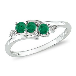 Miadora 10k Gold Created Emerald and 1/3ct TDW Diamond Ring (I J, I2
