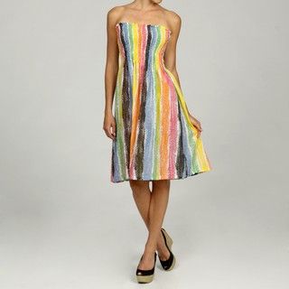 Womens Cotton Multicolor Crayon Stripe Dress (India)