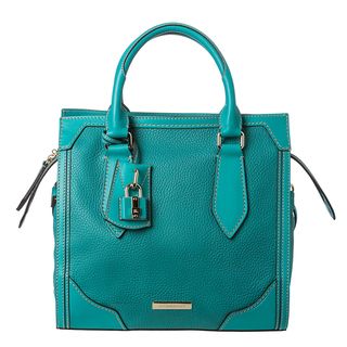 Burberry Honeywood Small Teal Leather Structured Tote Bag