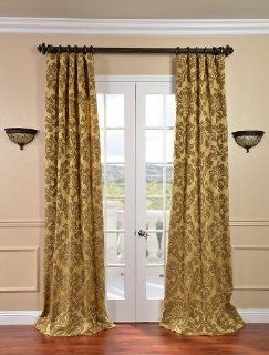 Gold & Bronze Faux Silk Jacquard Curtains, 50 X 108
