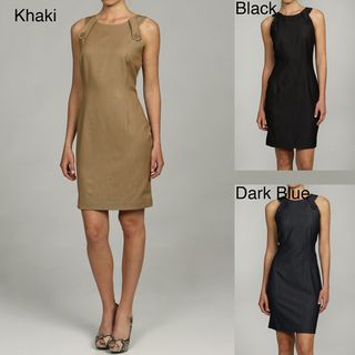Calvin Klein Womens Button Tab Shoulder Detail Dress