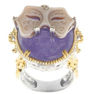 Michael Valitutti Two tone Purple Jade and Carved Mask Cameo Ring