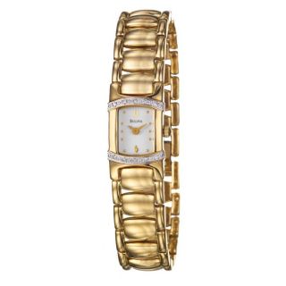 Bulova Womens Diamonds Goldplated Steel Quartz Watch