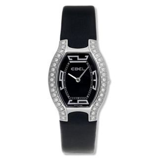 Ebel Womens Beluga Tonneau Stainless Steel and Satin Diamond Watch