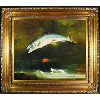 Winslow Homer Jumping Trout Hand Painted Framed Canvas Art Today $