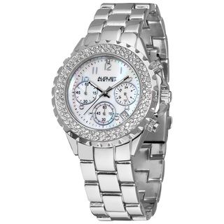 August Steiner Womens Crystal MOP Chronograph Bracelet Watch