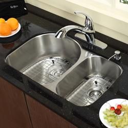 Kraus Stainless Steel Satin Undermount 2 bowl Sink