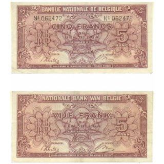 Belgium 1943 (1944) 5 Francs, Pick 121 