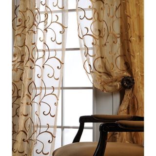 Blueit 108 inch Faux Silk Embroidered Organza Sheer Panel