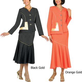 Divine Apparel Womens Plus Gold Trim Denim Suit Today: $93.99