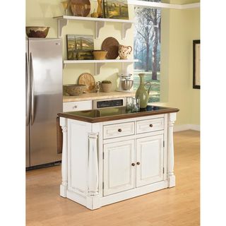 Home Styles Monarch Antiqued White Kitchen Island with Granite Top