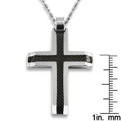 Mens Tungsten Carbide Brushed Black Carbon Fiber Inlaid Cross