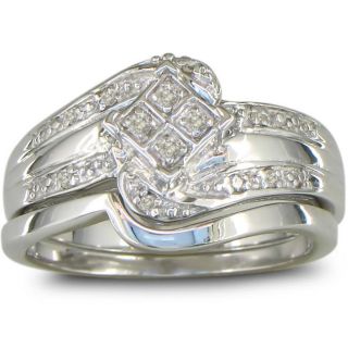 Sterling Silver 1/10ct TDW Diamond Bridal style Ring Set (J K, I2 I3