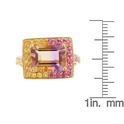 Yach 14k Yellow Gold Ametrine, Pink and Yellow Sapphire Ring