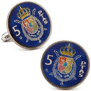 Hand Painted Authentic Spain Coin Cufflinks Clothing