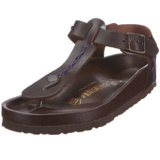 Birkenstock Thong Cairo from Leather in Dark Brown Ribbon Purple
