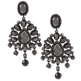 Carolee Lux Black plated Sheer Shimmer Simulated Hematite Earrings
