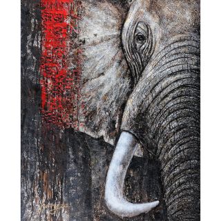 Wild Contemporary Hand painted Elephant Canvas Art Today: $269.99