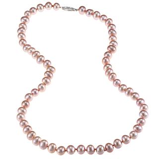 DaVonna Sterling Silver 6.5 7mm Pink Freshwater Pearl Necklace (16 36
