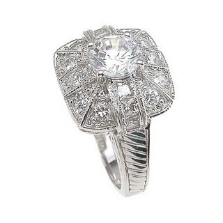 Plutus Sterling Silver Round Cubic Zirconia Anniversary Ring