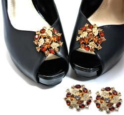 Absolutely Audrey Amber Rhinestone Shoe Clips