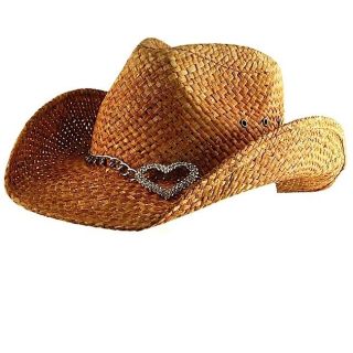 Peter Grimm Womens Brown Heart Attack Straw Cowboy Hat