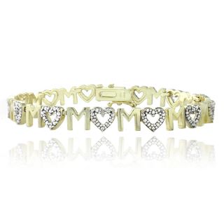 DB Designs Goldtone Diamond Accent Mom Heart Bracelet