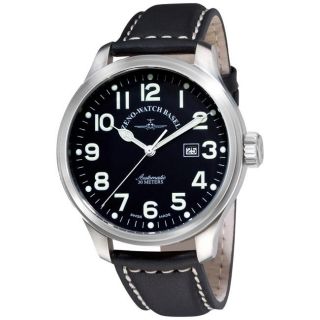 Zeno Mens XL Pilot Black Strap Automatic Watch