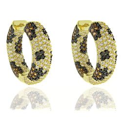 Silver Overlay Cubic Zirconia Leopard Print Hoop Earrings Today $58