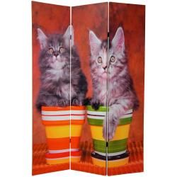 Wood and Canvas Double sided Kittens Room Divider (China)
