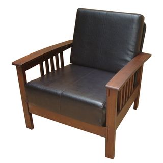 Mission Brown Leatherette Upholstered Chair