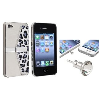 BasAcc Silver Leopard Case/ Clear Headset Cap for Apple® iPhone 4/ 4S