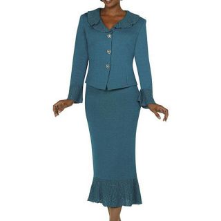 Todd & Olivia Womens Plus Size Knit Skirt Suit