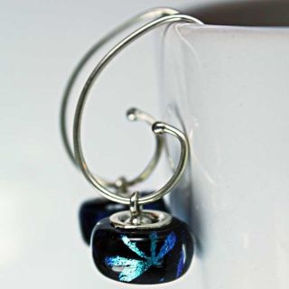 Sterling Silver Blue Dragonfly Glass Bead Earrings (Mexico