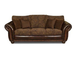 Simmons Vintage Leather / Tobbaco Fabric Queen Size Sofa