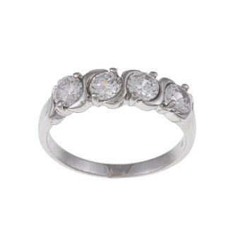 White Gold Overlay Clear Cubic Zirconia Ring