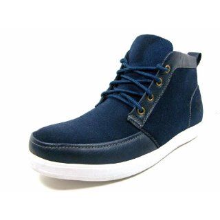 Mens Trendy Blue Casual Sneakers Ankle High Boots Lace Up Style