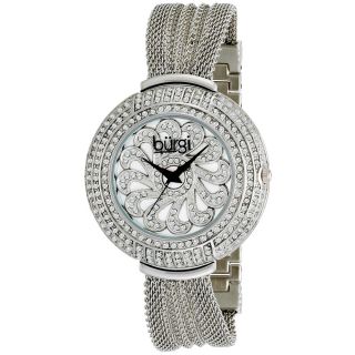 Burgi Womens Crystal Mesh Bracelet Quartz Watch
