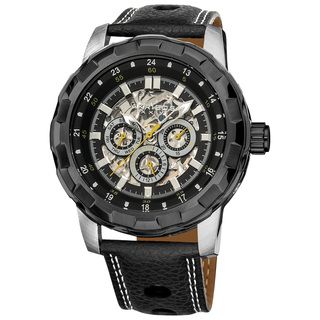 Akribos XXIV Mens Automatic Multifunction Leather Strap Watch