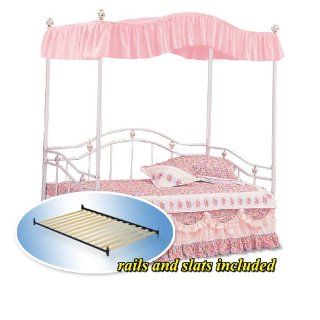 Bubblegum Pink Princess Canopy Set White Twin Day Bed Day
