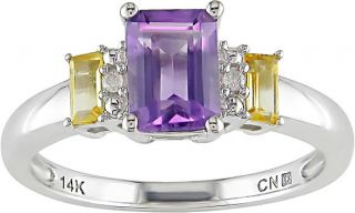 14k White Gold Amethyst and Citrine Ring