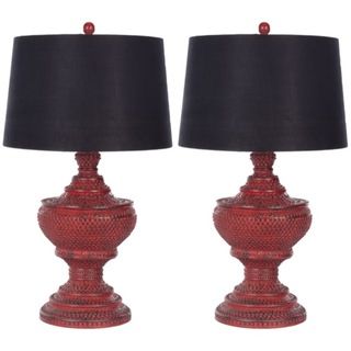 Indoor 1 light Heritage Red Table Lamps (Set of 2)